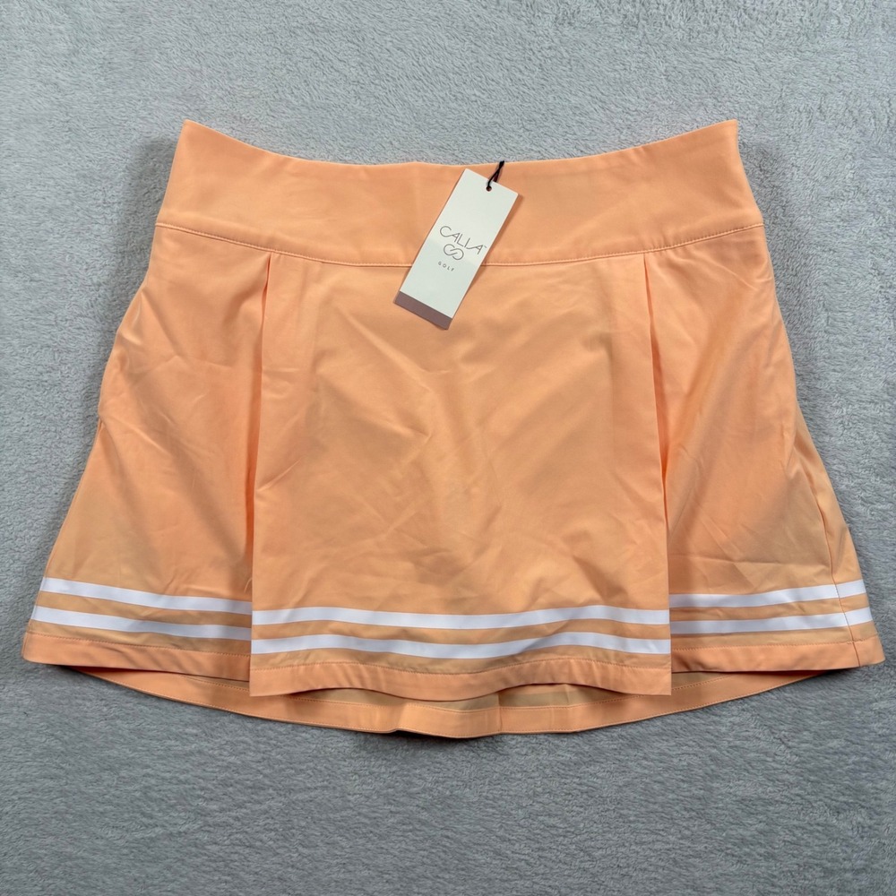 Calia Golf Womens 15" Truelight Skort Peach Sherbet Orange Side Zip Size 10 NWT